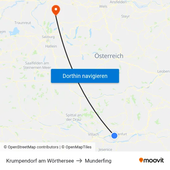 Krumpendorf am Wörthersee to Munderfing map