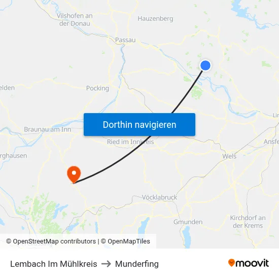 Lembach Im Mühlkreis to Munderfing map