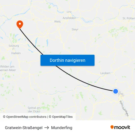 Gratwein-Straßengel to Munderfing map
