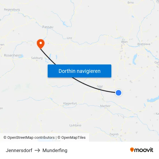 Jennersdorf to Munderfing map