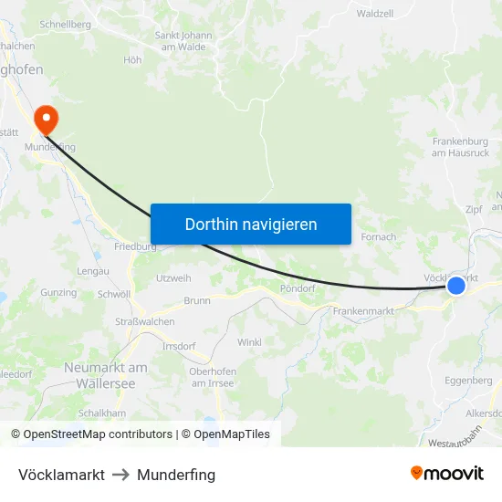 Vöcklamarkt to Munderfing map