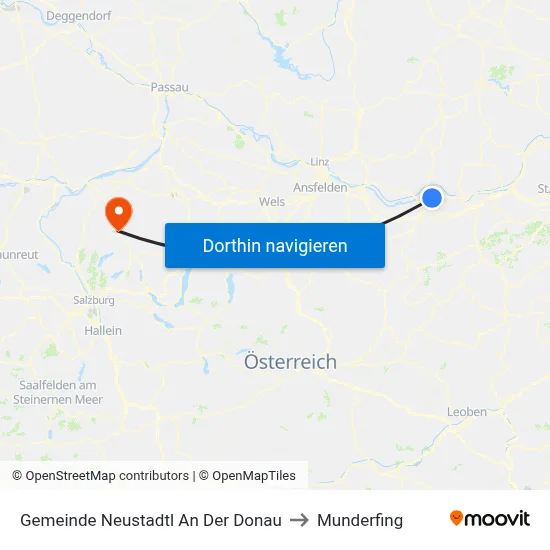 Gemeinde Neustadtl An Der Donau to Munderfing map