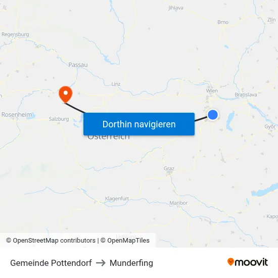 Gemeinde Pottendorf to Munderfing map
