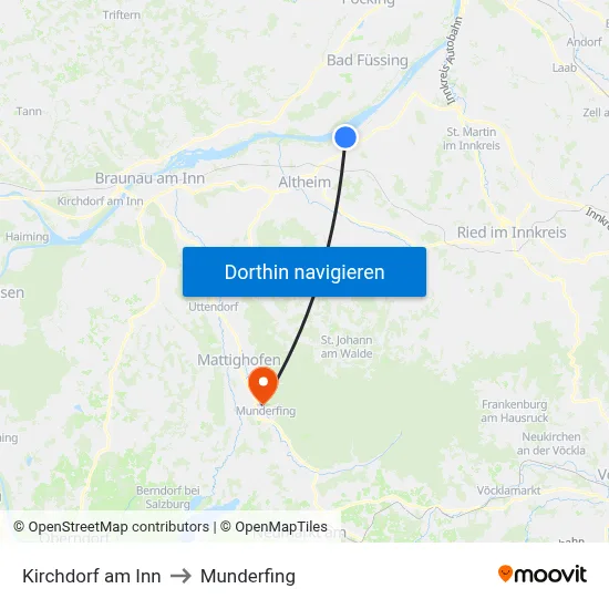 Kirchdorf am Inn to Munderfing map