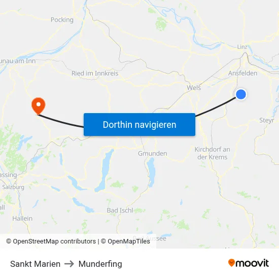 Sankt Marien to Munderfing map