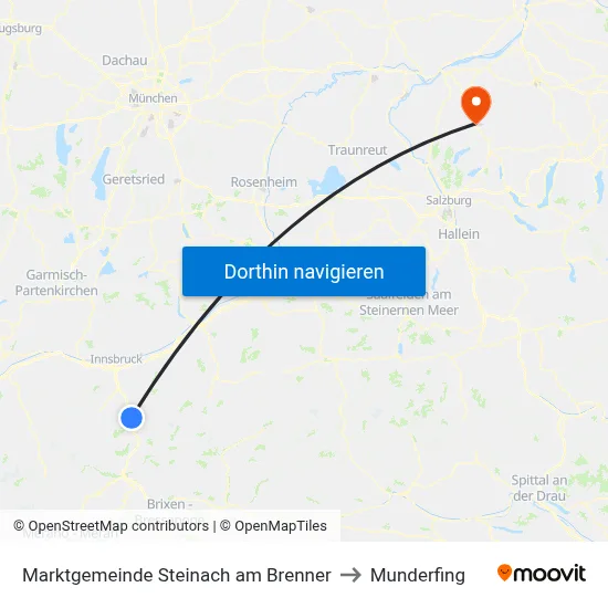 Marktgemeinde Steinach am Brenner to Munderfing map