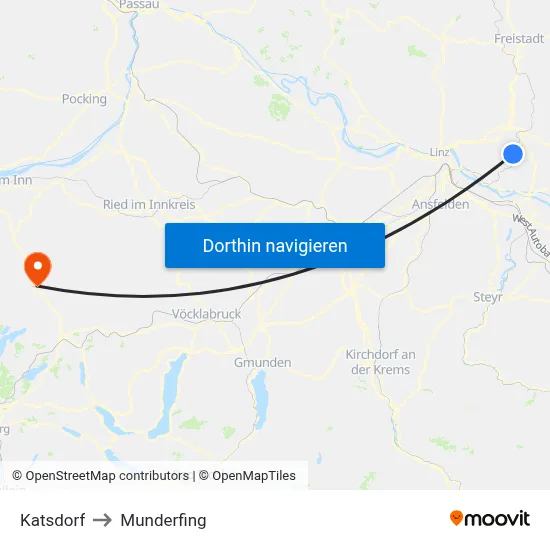 Katsdorf to Munderfing map