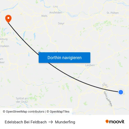 Edelsbach Bei Feldbach to Munderfing map