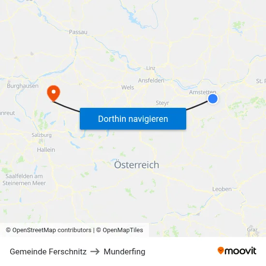 Gemeinde Ferschnitz to Munderfing map