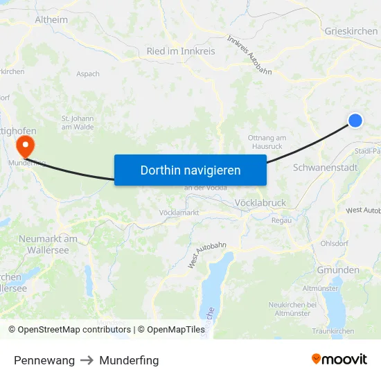 Pennewang to Munderfing map