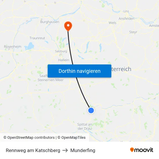 Rennweg am Katschberg to Munderfing map