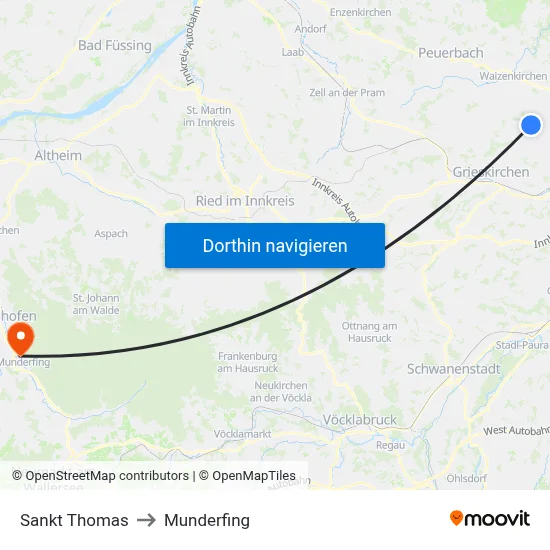Sankt Thomas to Munderfing map