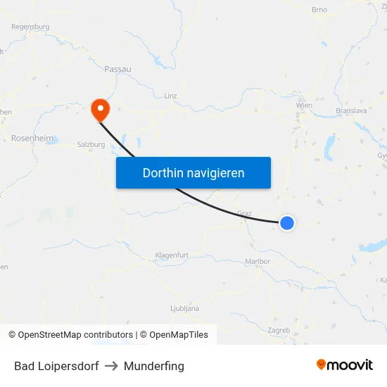 Bad Loipersdorf to Munderfing map