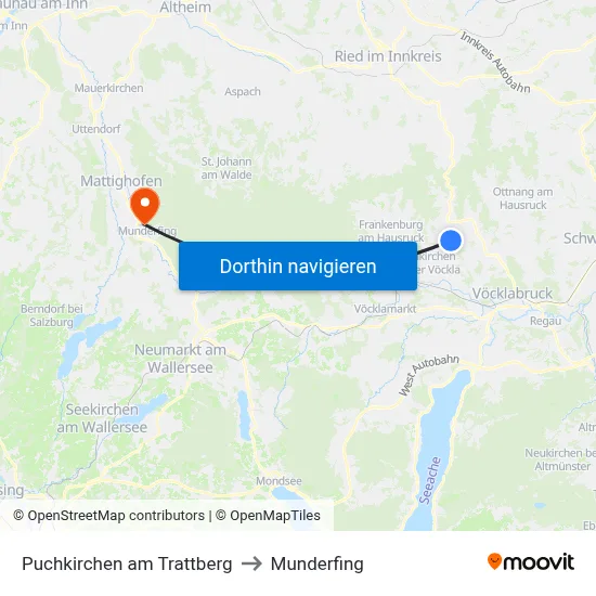 Puchkirchen am Trattberg to Munderfing map