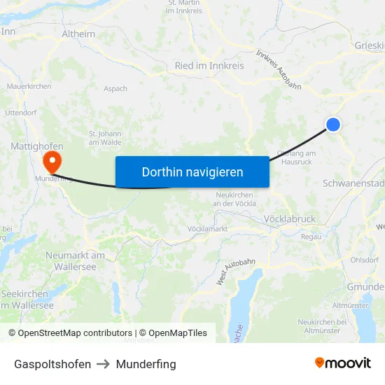 Gaspoltshofen to Munderfing map