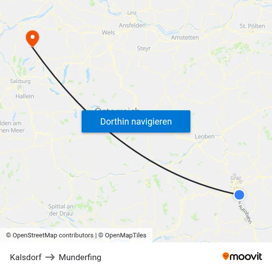 Kalsdorf to Munderfing map