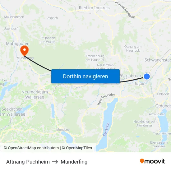Attnang-Puchheim to Munderfing map