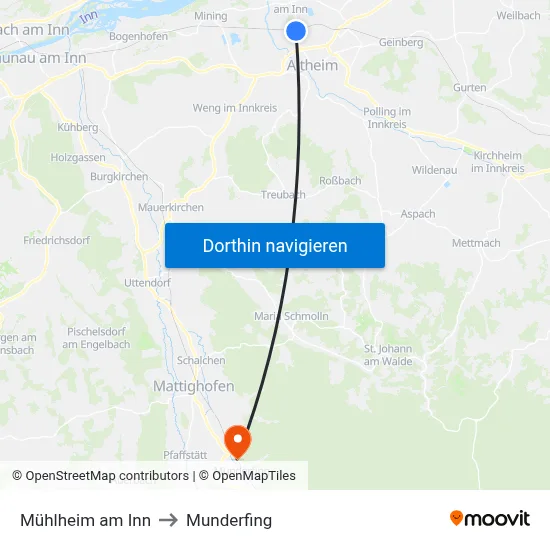 Mühlheim am Inn to Munderfing map