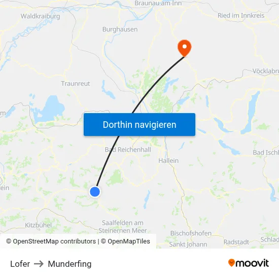 Lofer to Munderfing map