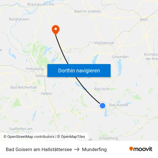 Bad Goisern am Hallstättersee to Munderfing map