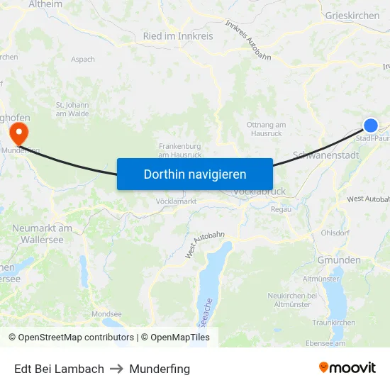 Edt Bei Lambach to Munderfing map