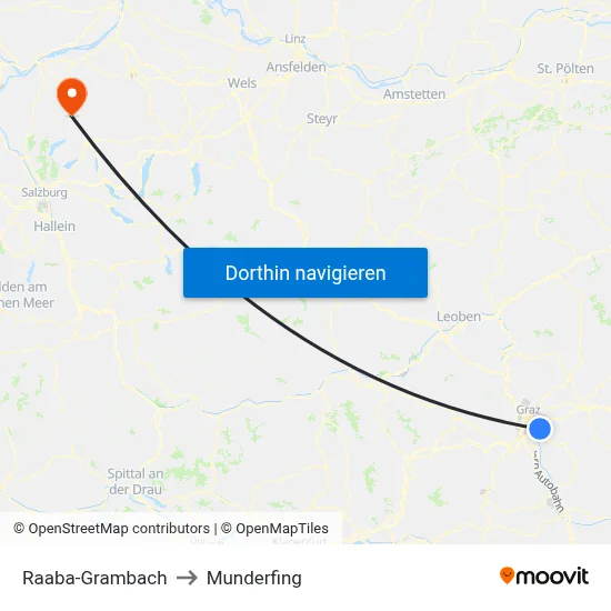 Raaba-Grambach to Munderfing map