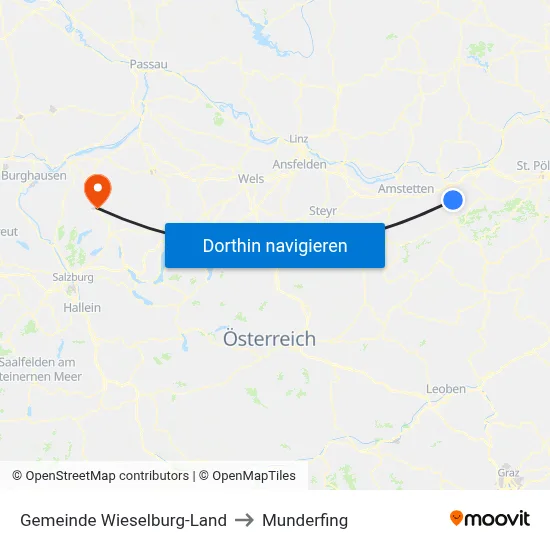 Gemeinde Wieselburg-Land to Munderfing map