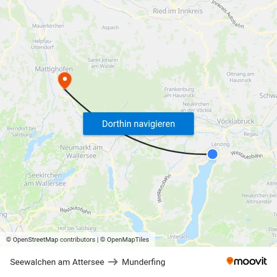 Seewalchen am Attersee to Munderfing map