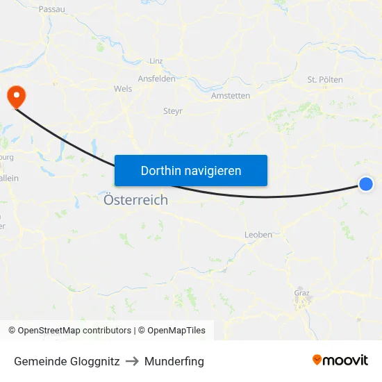 Gemeinde Gloggnitz to Munderfing map