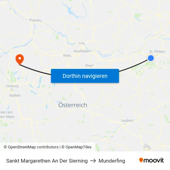 Sankt Margarethen An Der Sierning to Munderfing map