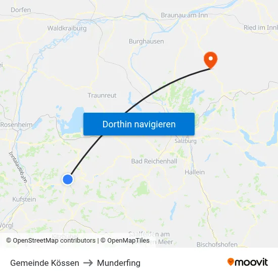 Gemeinde Kössen to Munderfing map