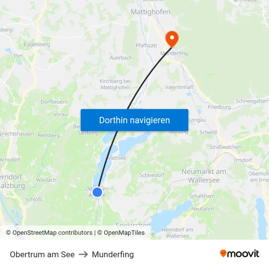 Obertrum am See to Munderfing map