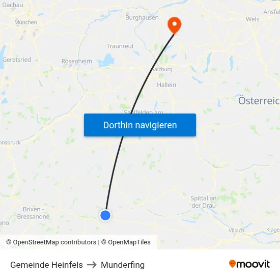 Gemeinde Heinfels to Munderfing map