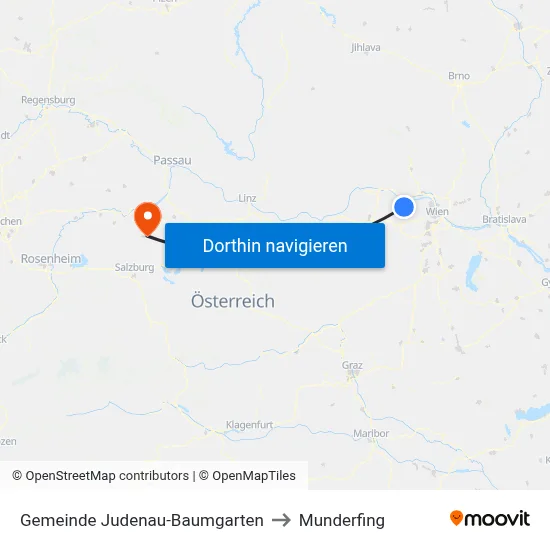 Gemeinde Judenau-Baumgarten to Munderfing map