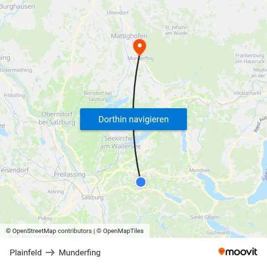 Plainfeld to Munderfing map