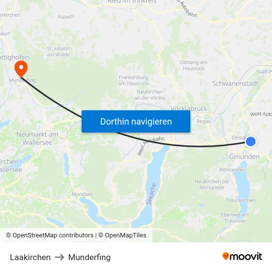 Laakirchen to Munderfing map