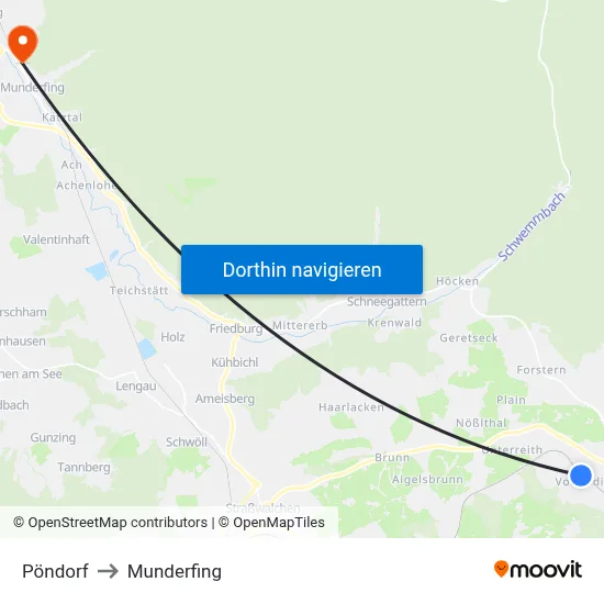 Pöndorf to Munderfing map