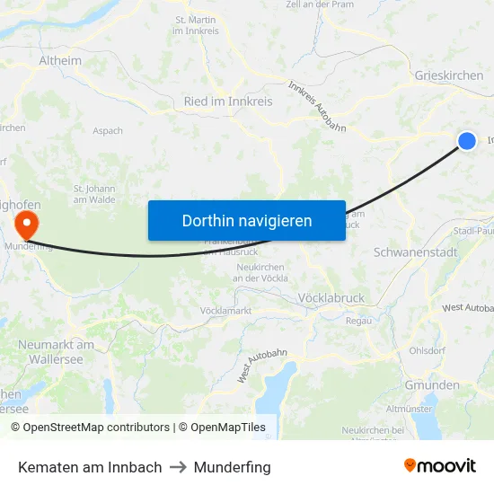 Kematen am Innbach to Munderfing map