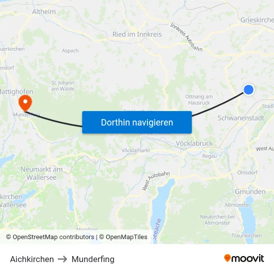 Aichkirchen to Munderfing map