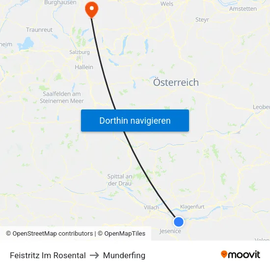 Feistritz Im Rosental to Munderfing map