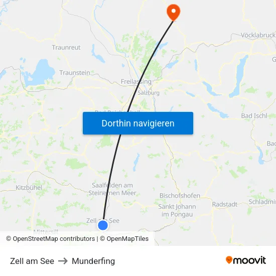 Zell am See to Munderfing map