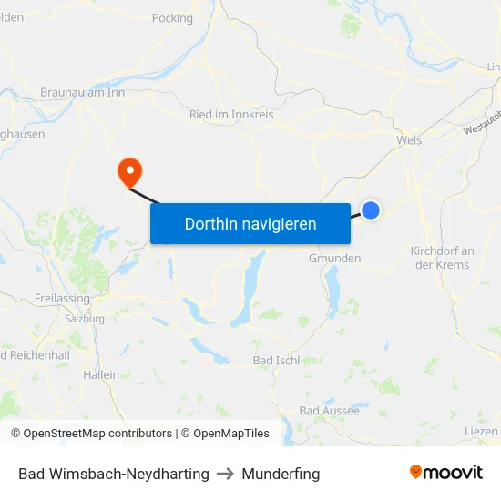 Bad Wimsbach-Neydharting to Munderfing map