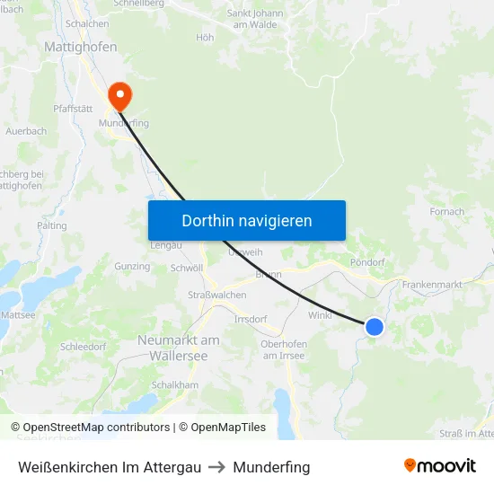 Weißenkirchen Im Attergau to Munderfing map