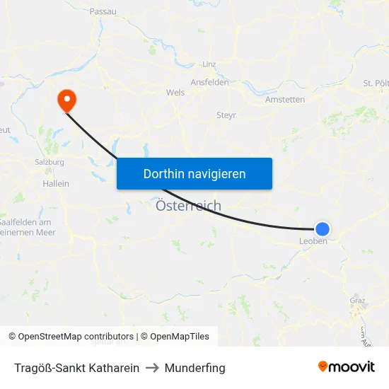 Tragöß-Sankt Katharein to Munderfing map