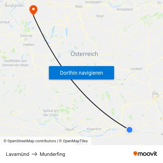 Lavamünd to Munderfing map