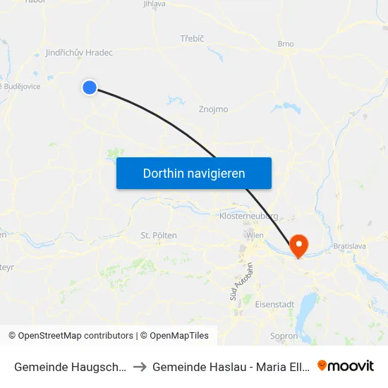 Gemeinde Haugschlag to Gemeinde Haslau - Maria Ellend map