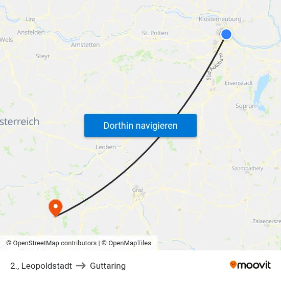 2., Leopoldstadt to Guttaring map