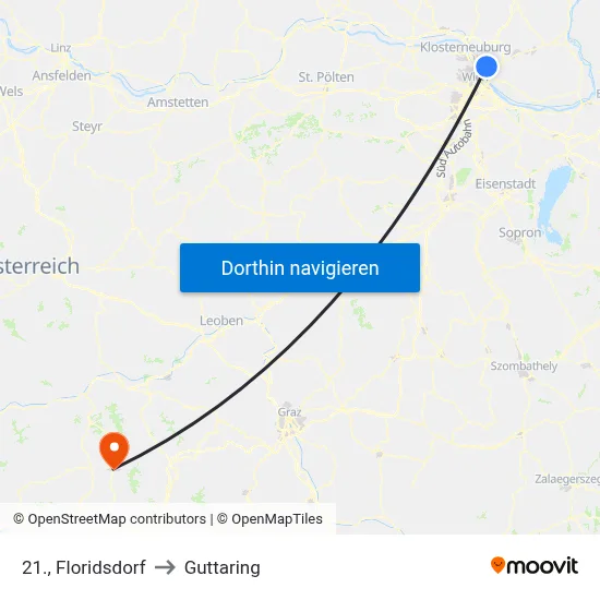 21., Floridsdorf to Guttaring map