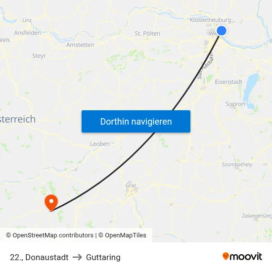 22., Donaustadt to Guttaring map