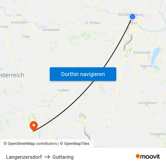Langenzersdorf to Guttaring map